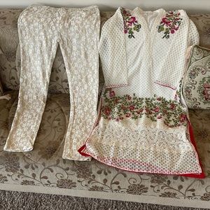 White net two piece Pakistani dress